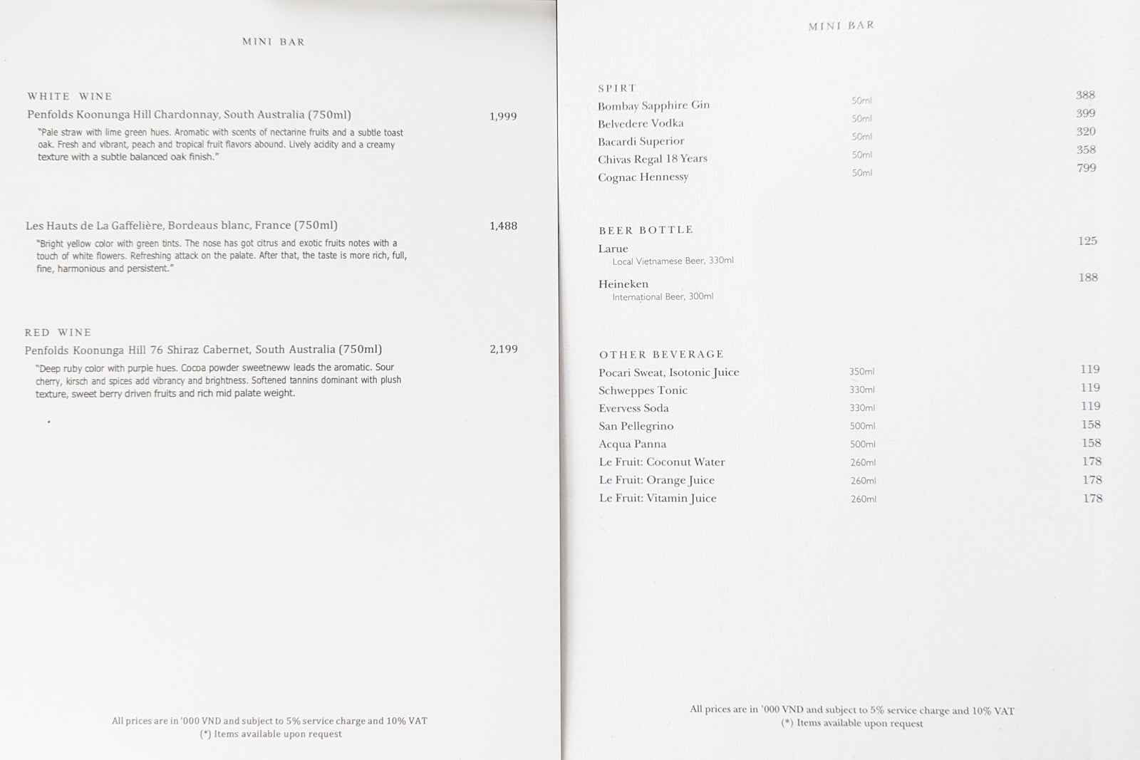 InterContinental Danang minibar