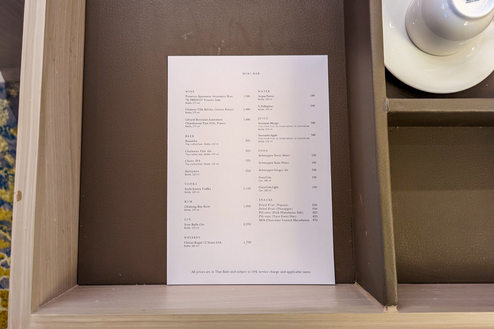 InterContinental Phuket Resort mini bar