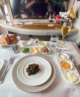 Getting my money's worth in Emirates first class: Bottomless Champagne and endless caviar