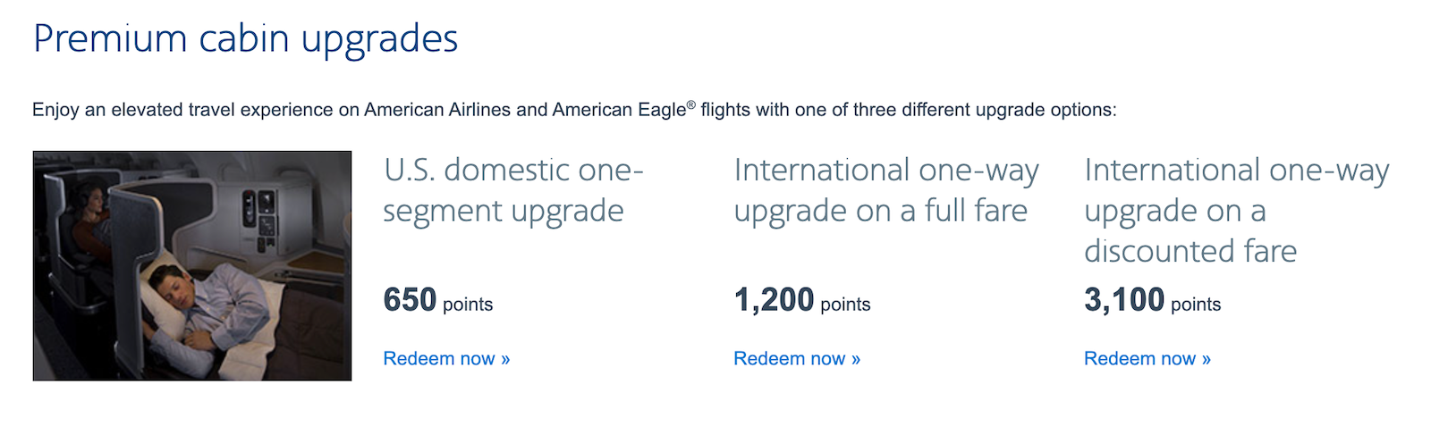 American Airlines Business Extra upgrade awards