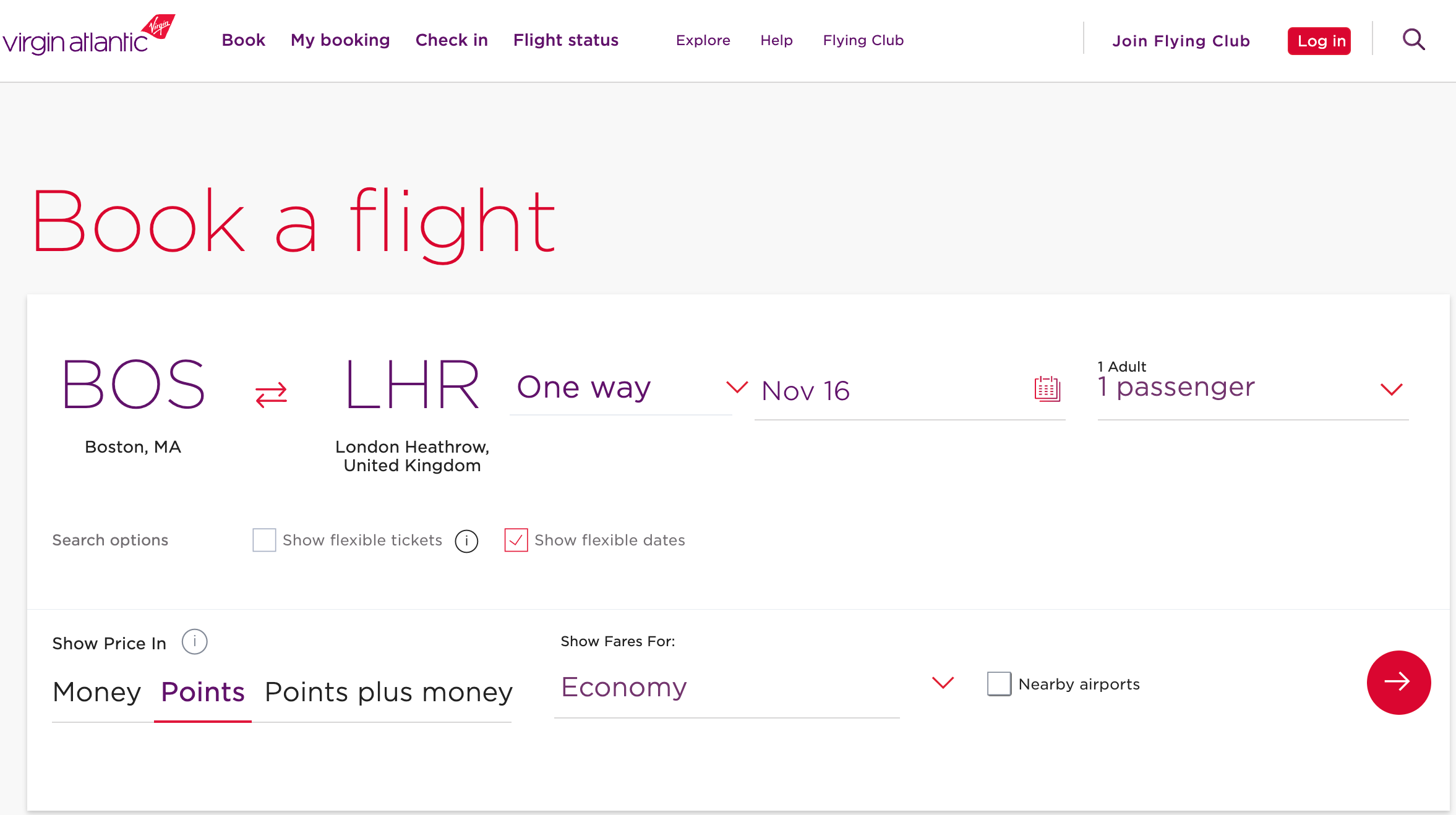 How to search on Flying Club
