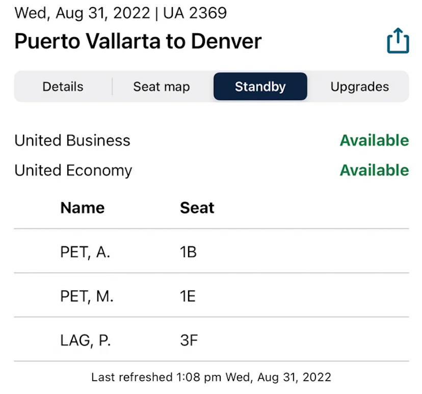PVR to DEN standby list