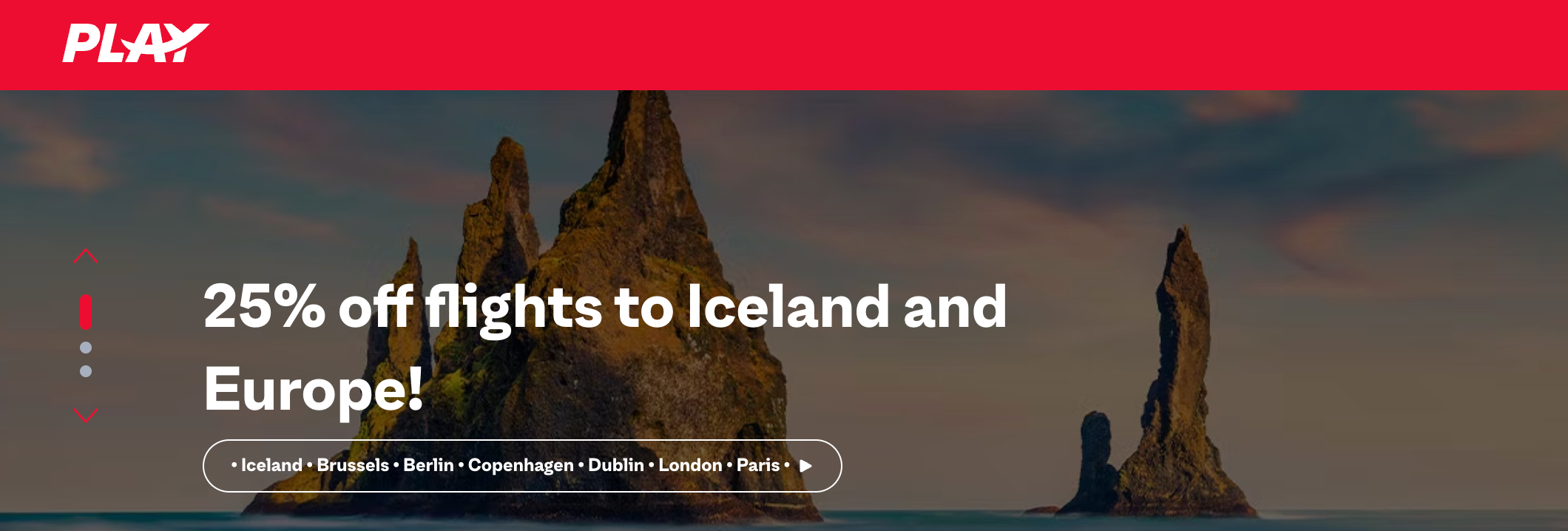 Screenshot of Play airlines sale to Europe