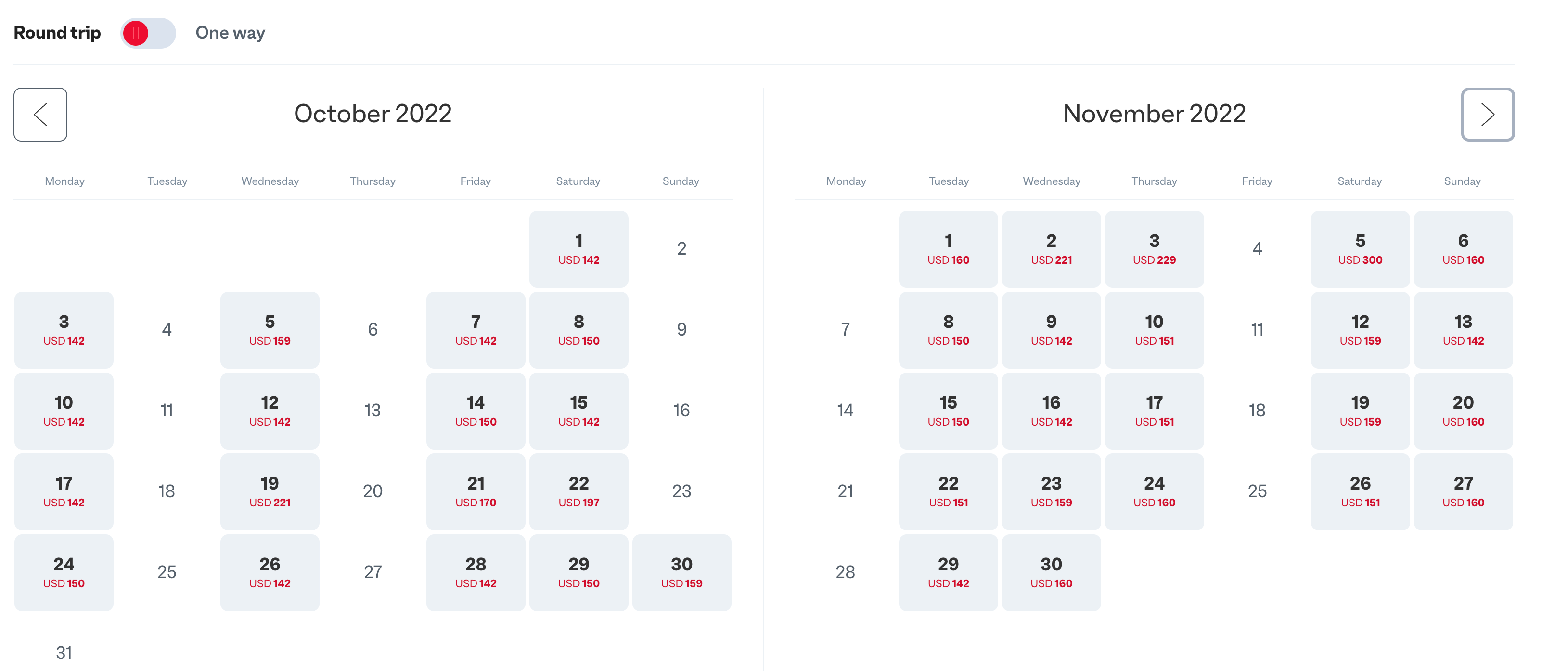 Screenshot of Play flight calendar