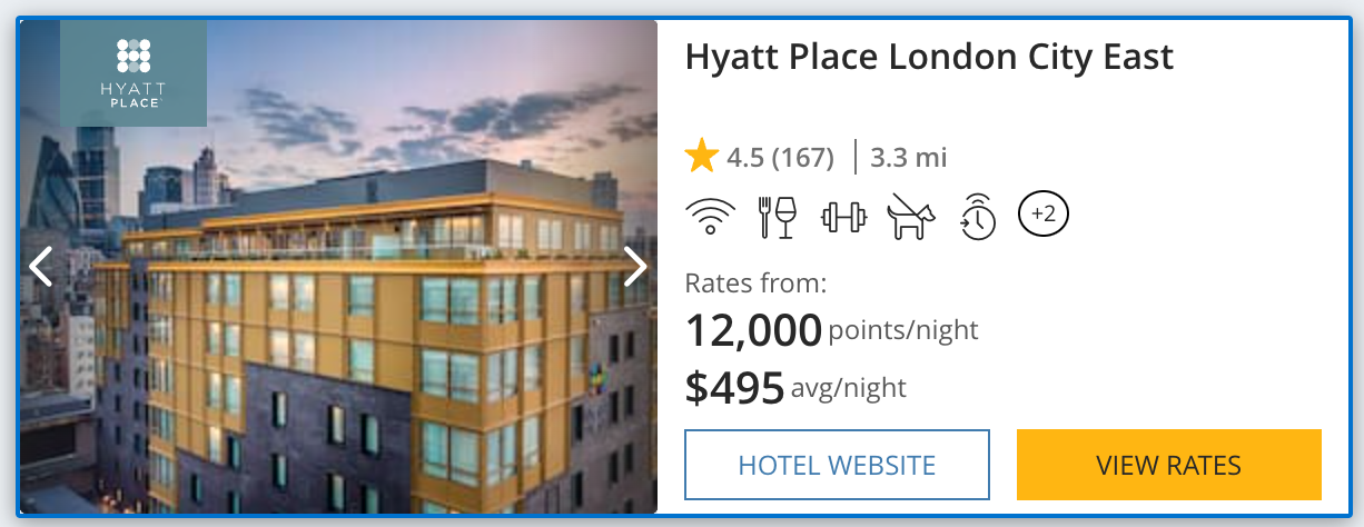 Hyatt Place London City East award price