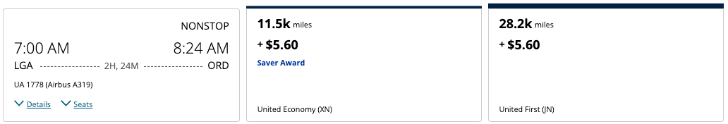 United award price while logged into a Premier Gold account