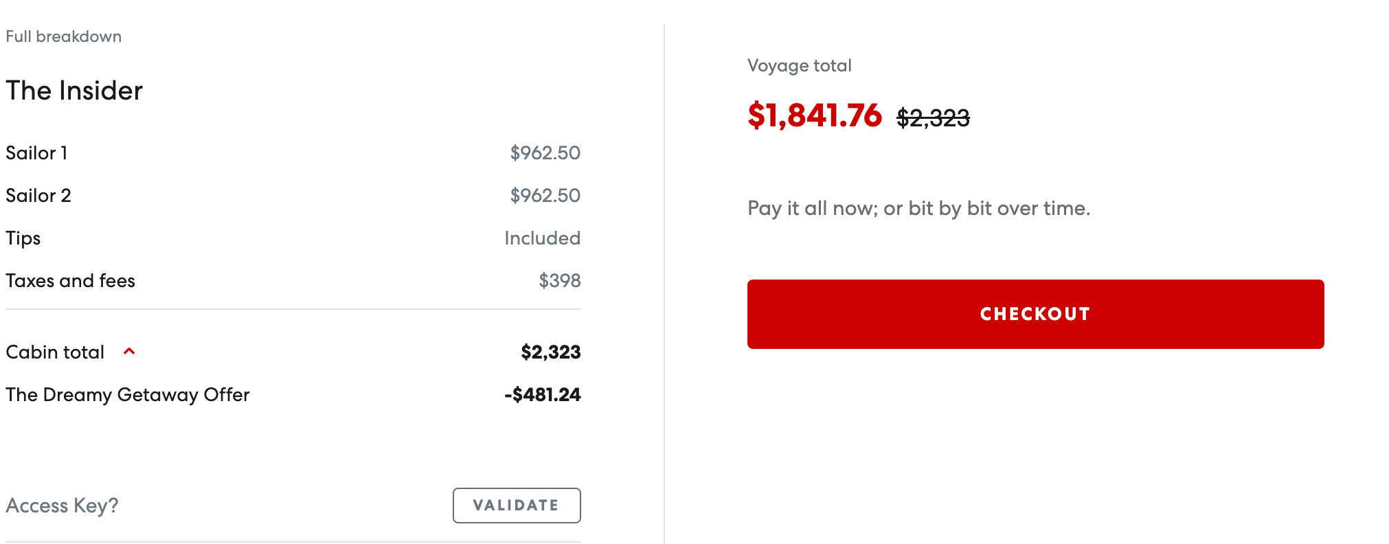 total price before code