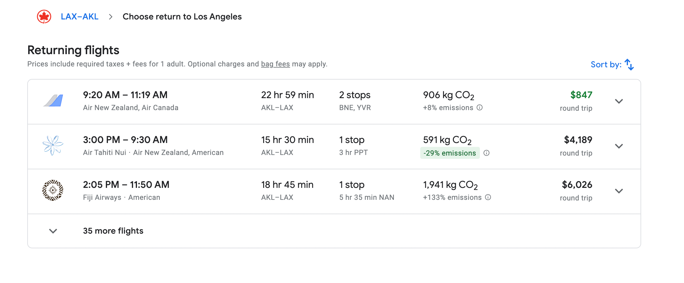 returning flights