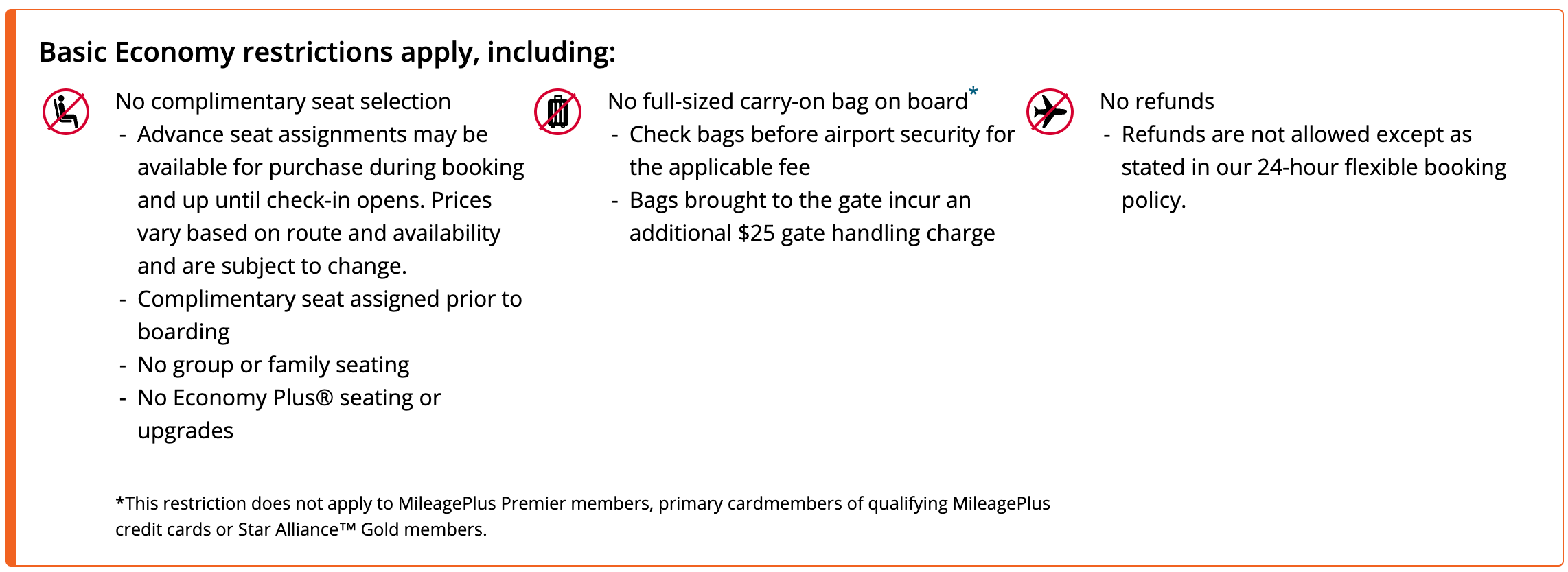 United Basic Economy restrictions PVR-DEN