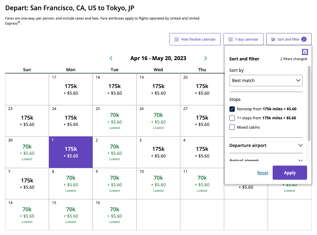 United award calendar