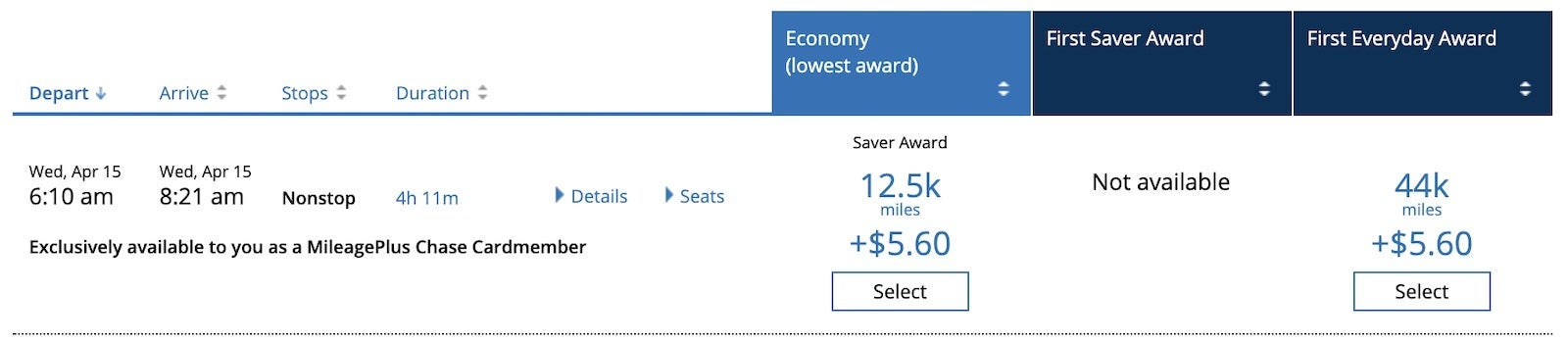 United award search on old website