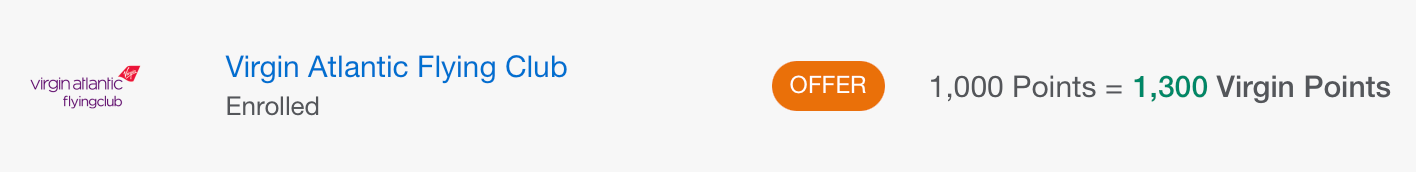 Virgin Atlantic transfer bonus on Amex's website