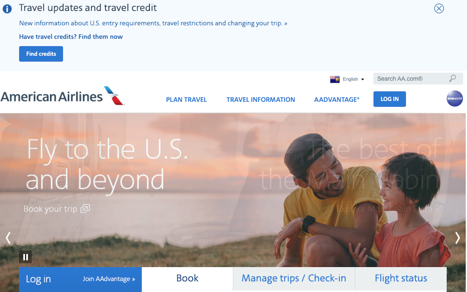 american airlines home page