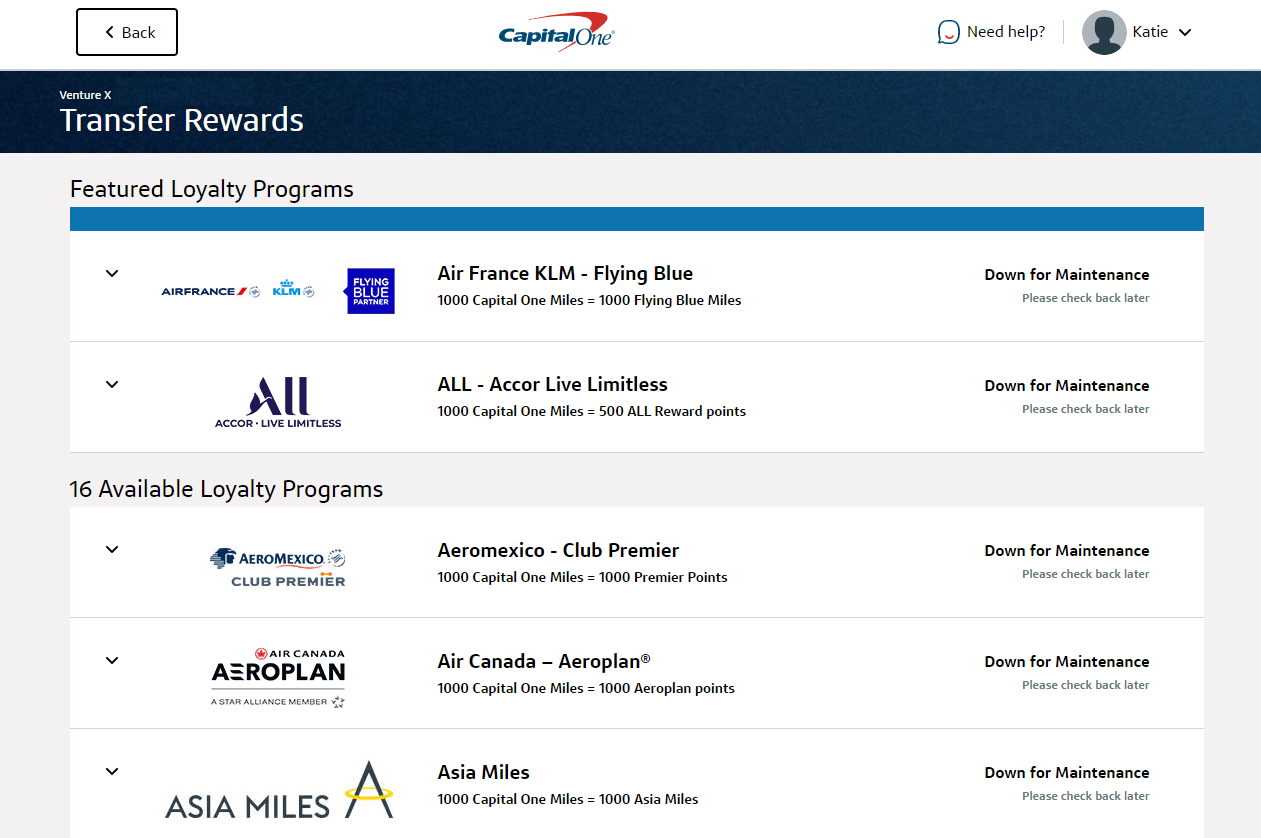 Capital One transfer miles
