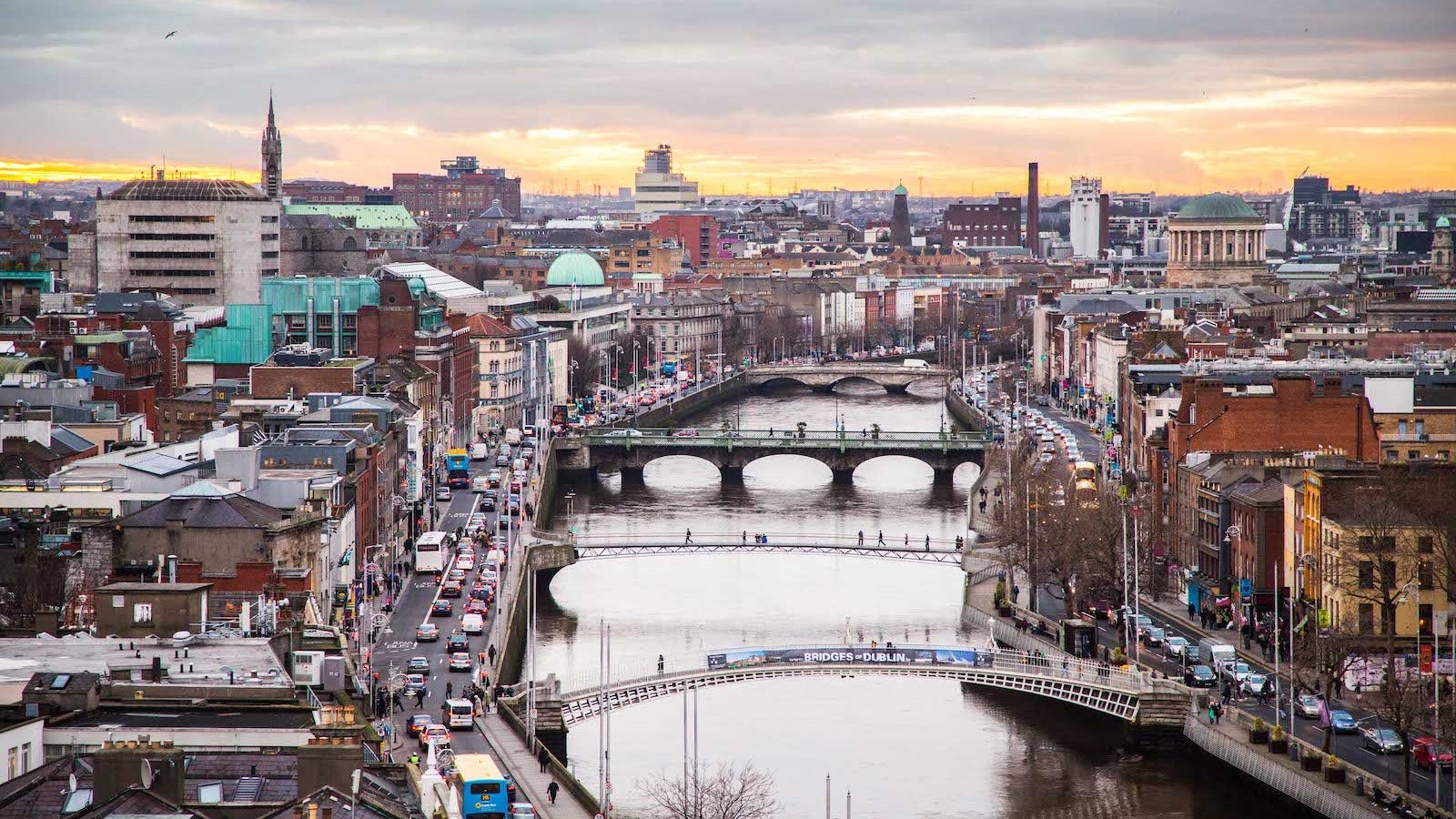 Viewpoint over the quays, Dublin City
