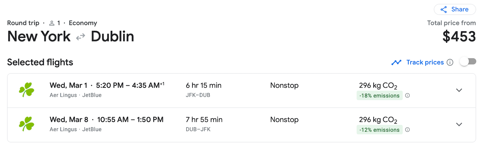 dublin flight booking