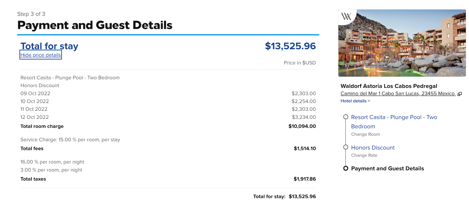 hilton booking screenshot