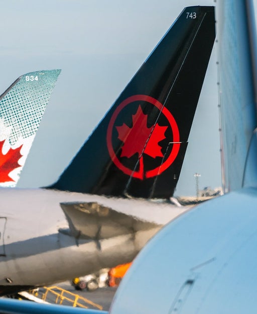Air Canada planes on the tarmac in Toronto