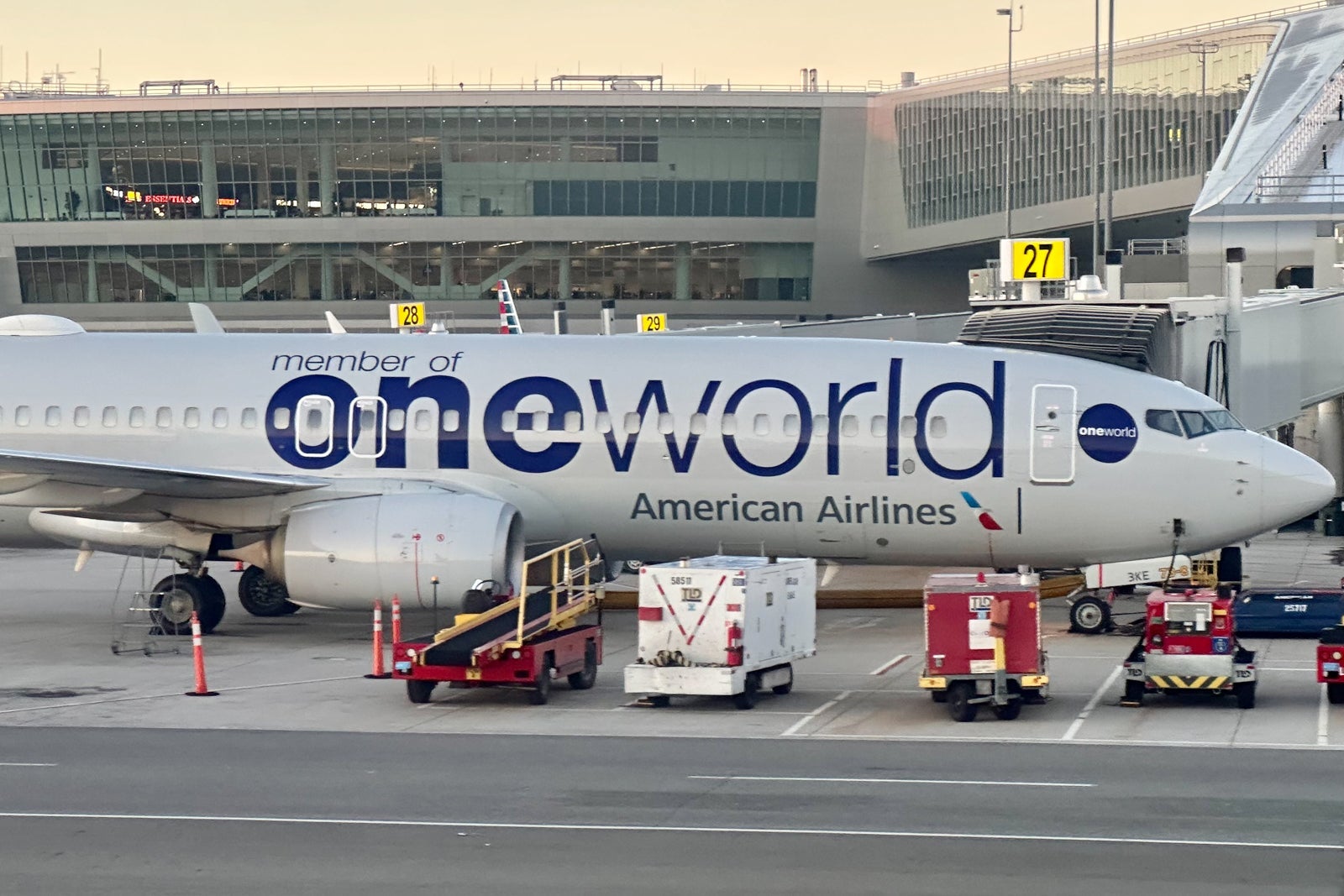 American Airlines Boeing 737 Oneworld LGA LaGuardia Sunrise