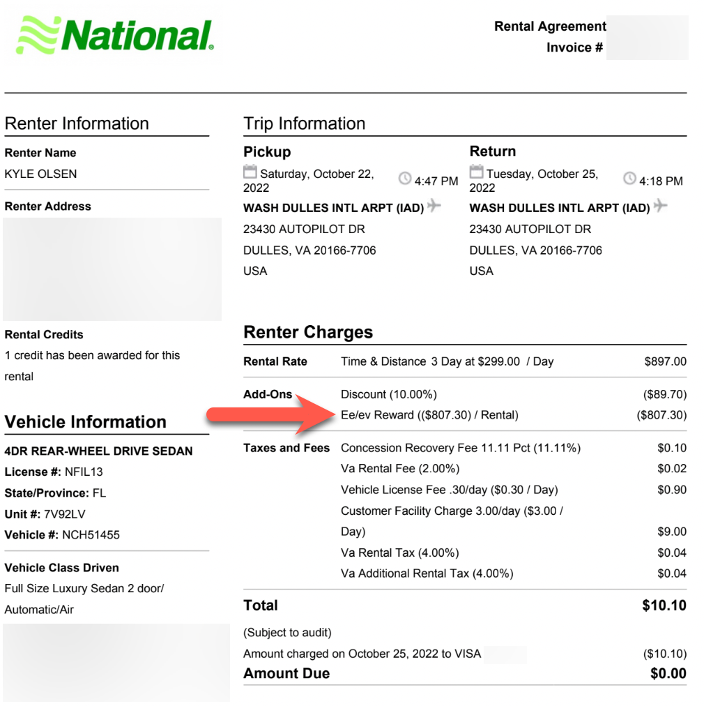 BMW 7 Series receipt