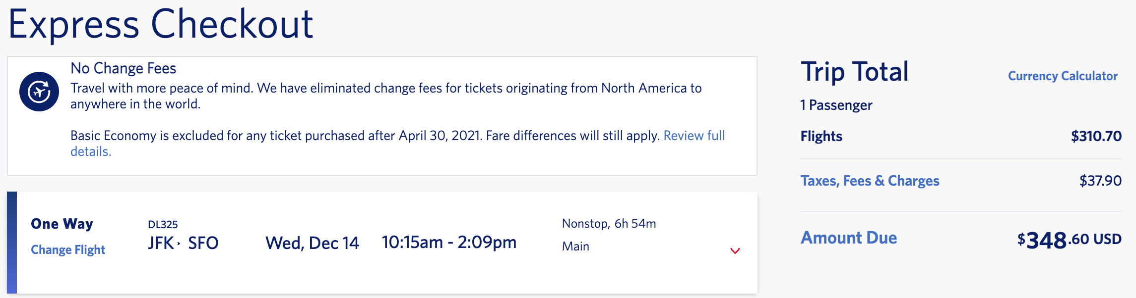 Booking a Delta flight from JFK to SFO