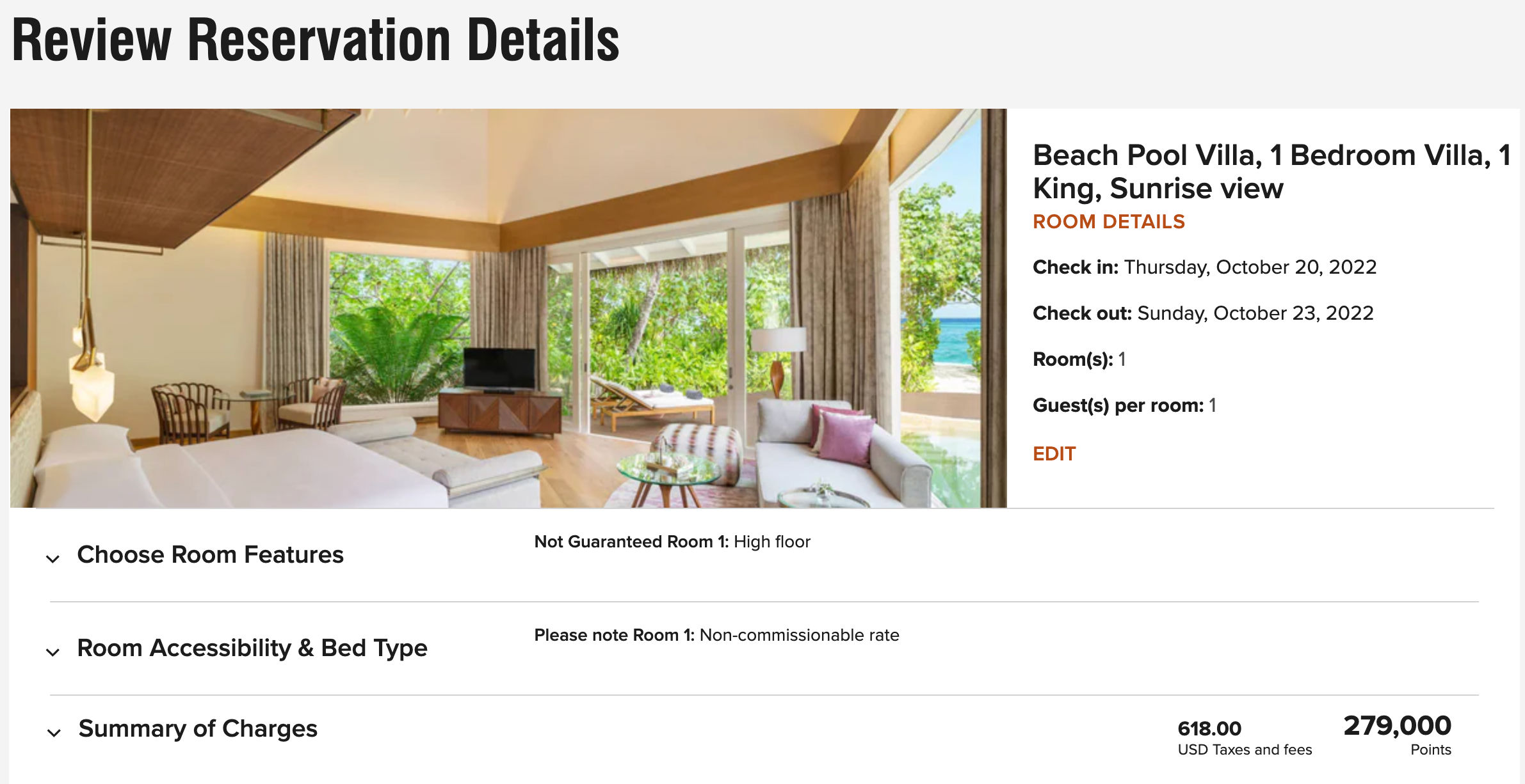 Booking three nights at the JW Maldives