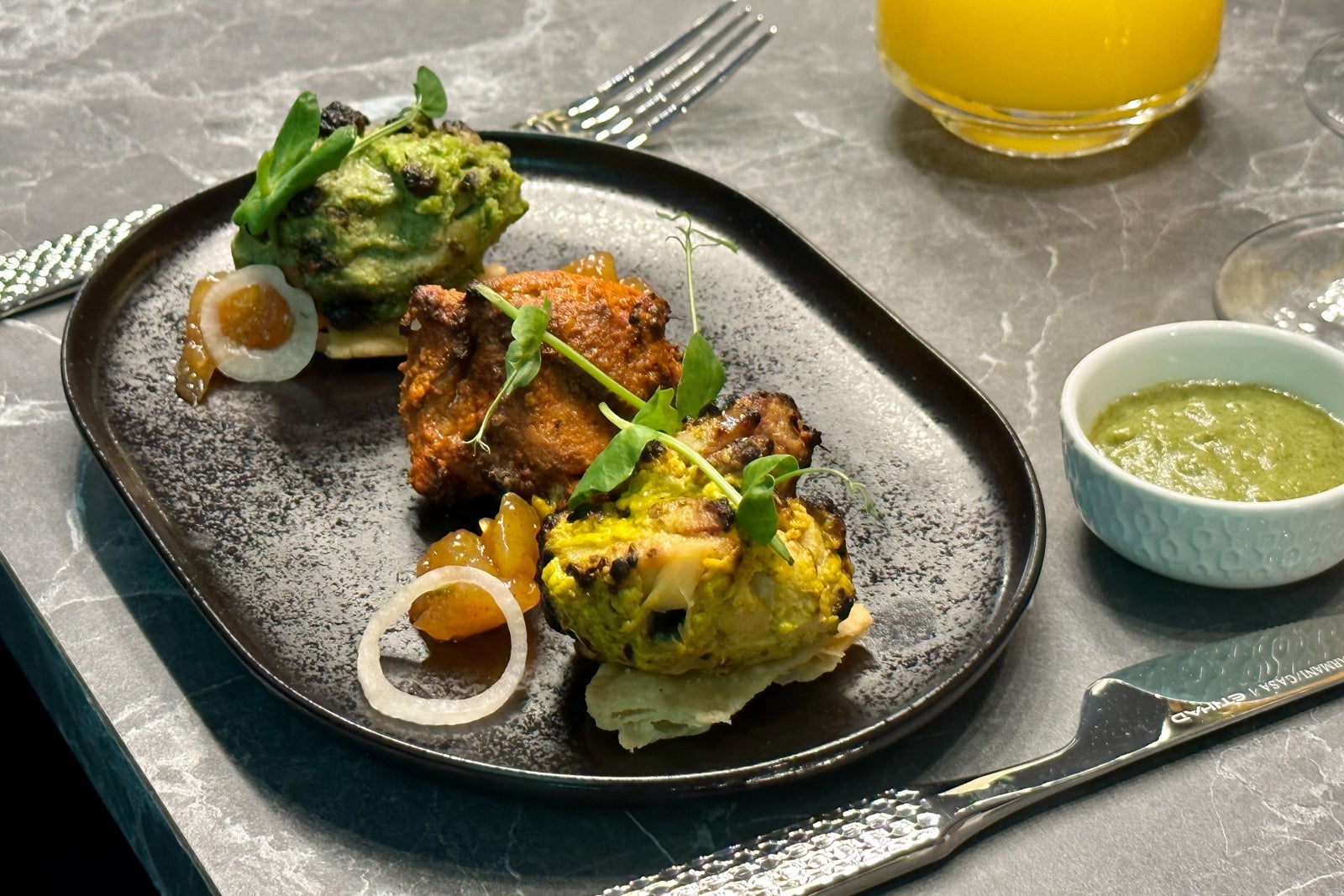 array of food on plate