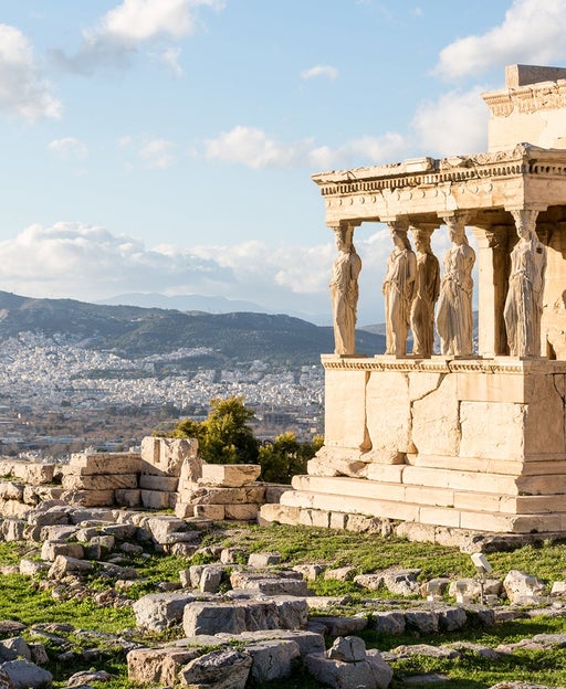 The Porch of the Caryatids, at the Acropolis, Athens, Greece.