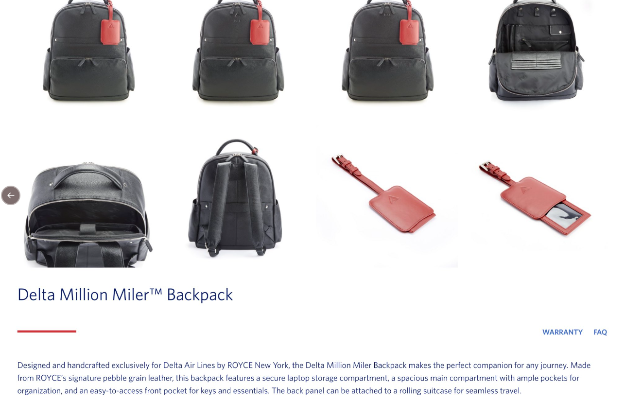Delta Royce New York Million Miler Backpack Delta Million Miler Royce New York Black Pebbled Leather  main image 4