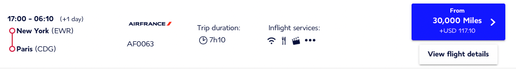 Flying Blue award flight