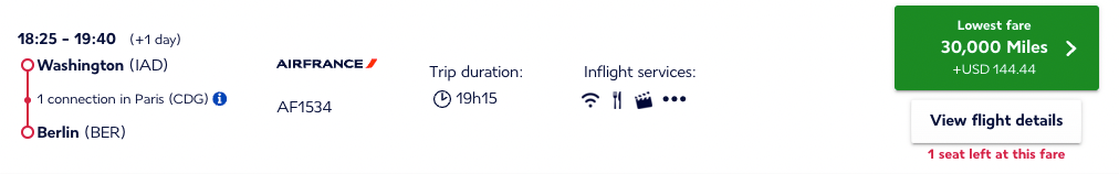 Flying Blue award ticket to Berlin