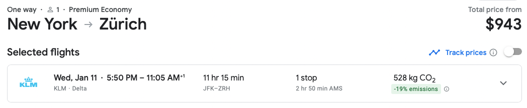 Flight to Amsterdam on Google Flights