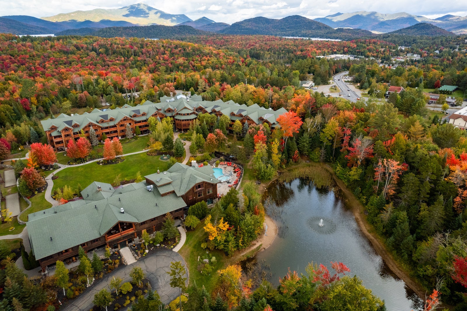 arial view of Whiteface Lodge