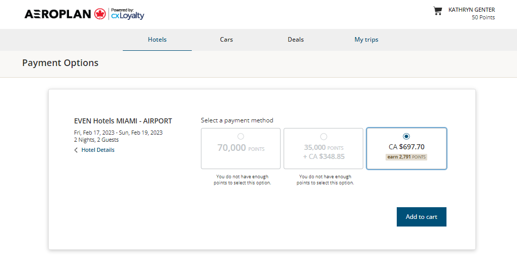 Booking Aeroplan HotelSavers