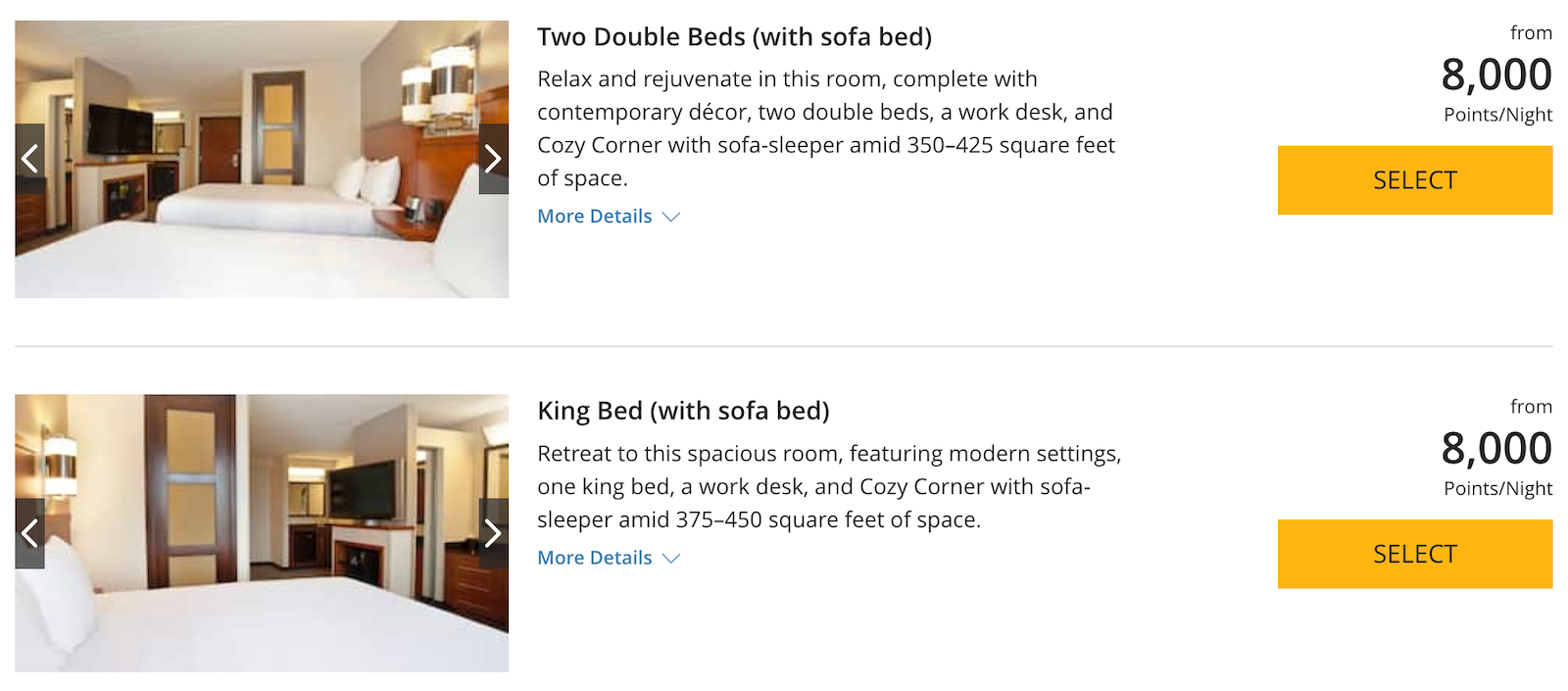 points pricing at a hotel