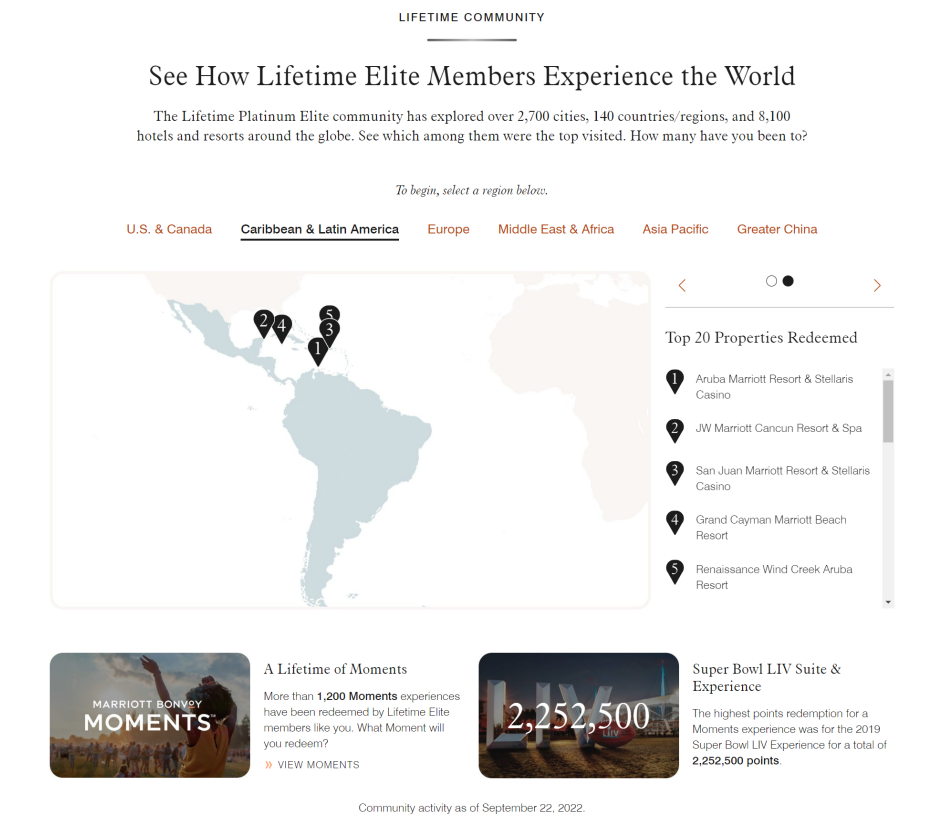Marriott lifetime recognition page