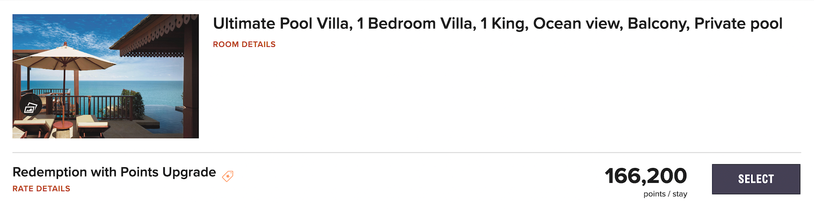 hotel points pricing for deluxe bungalow with private pool