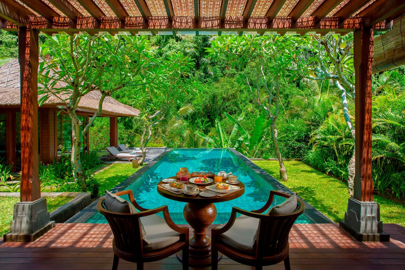 A view of the in-villa pool at The Ritz Reserve Mandapa