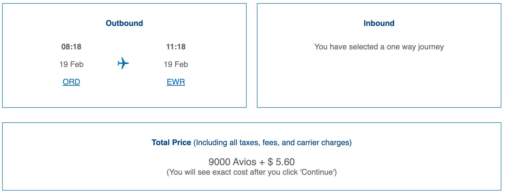ORD to EWR British Airways award ticket
