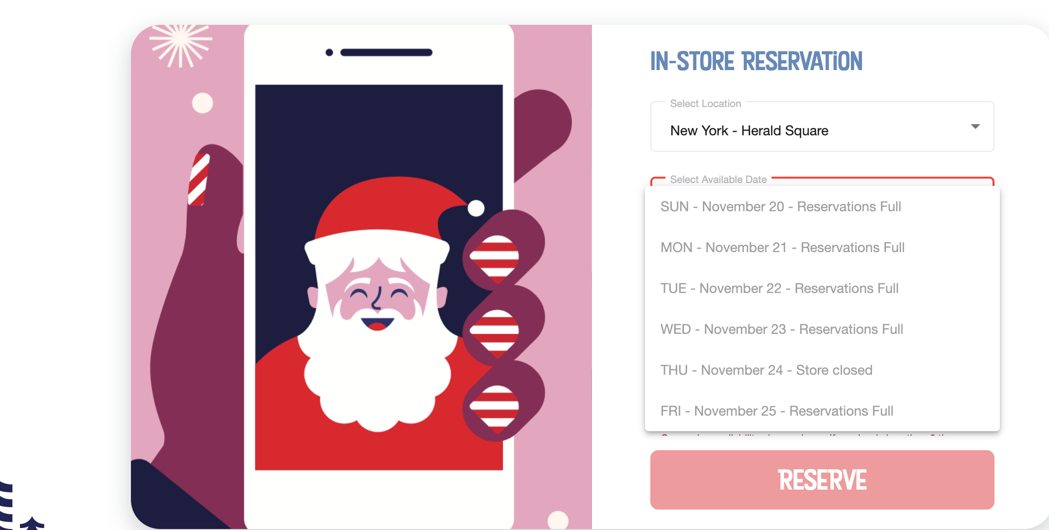 Macy's app reservation Santaland