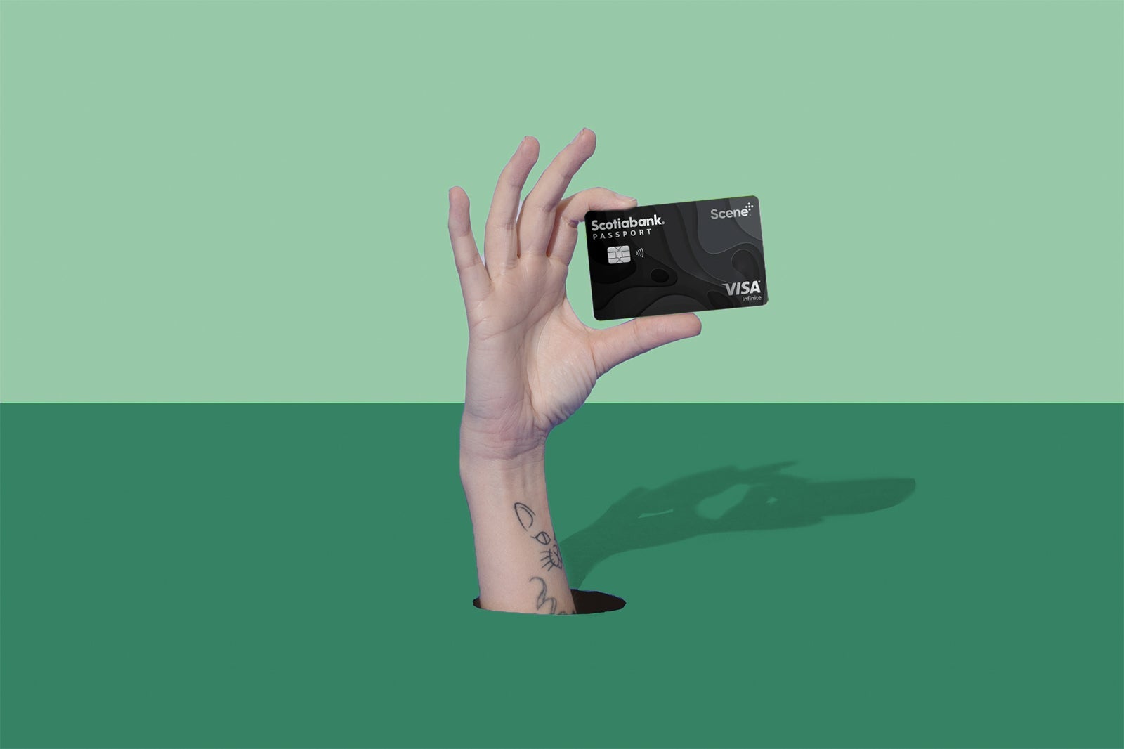 a hand holds a credit card