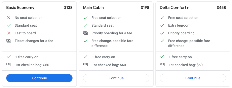 cabin descriptions and prices