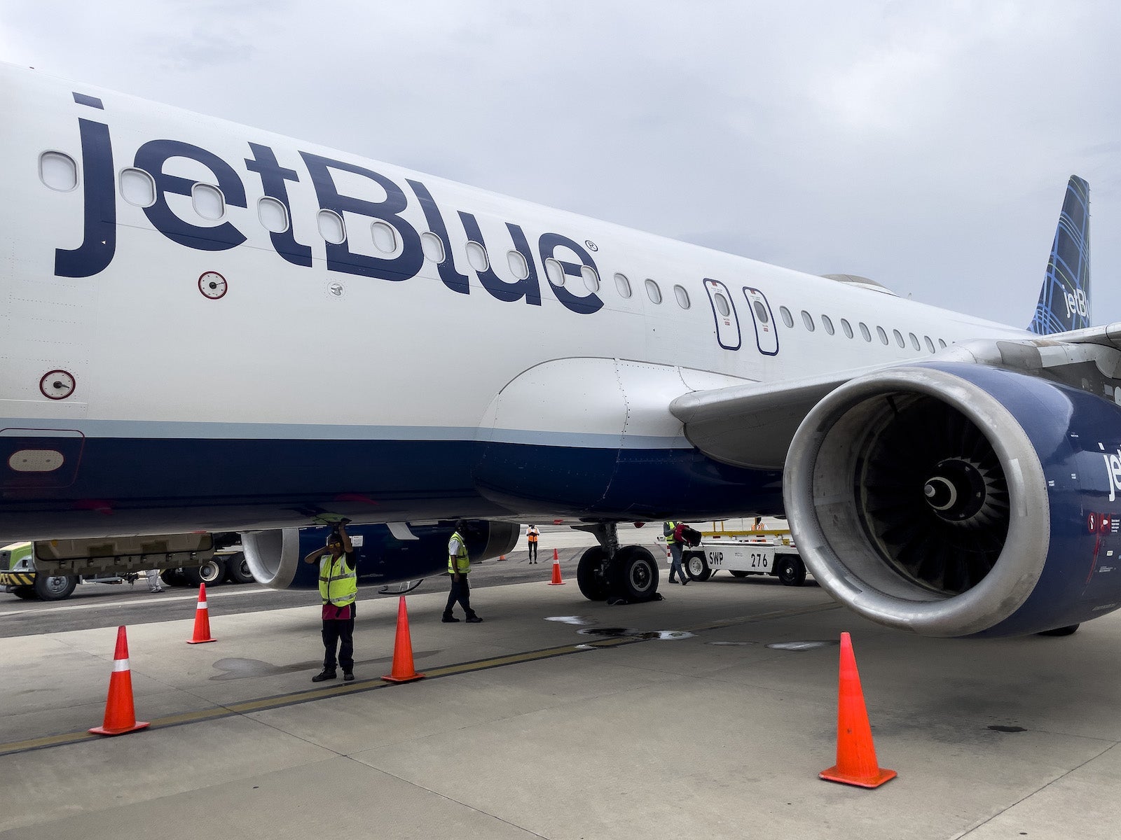 Side of a JetBlue jet in Mexico