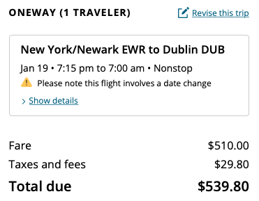United fare breakdown