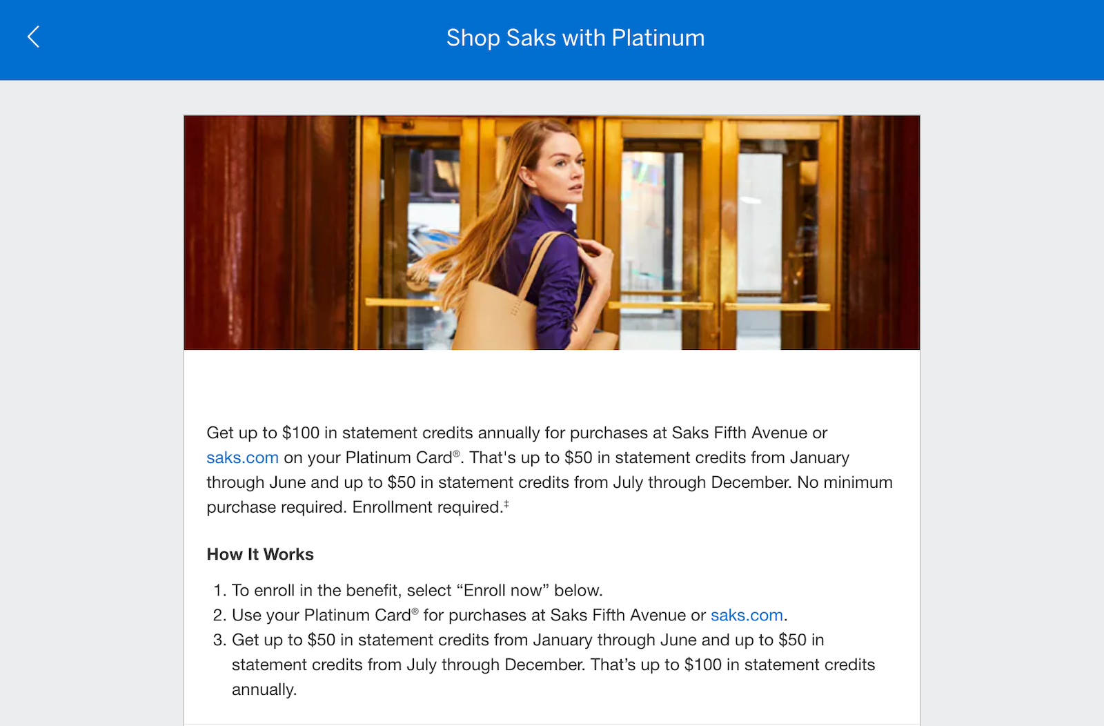 details of a credit card benefit from American Express