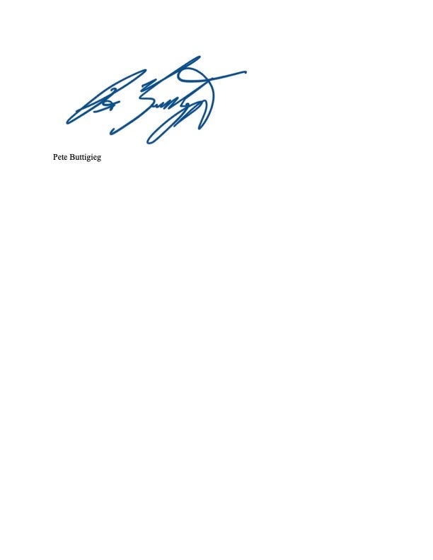 pete buttigieg letter