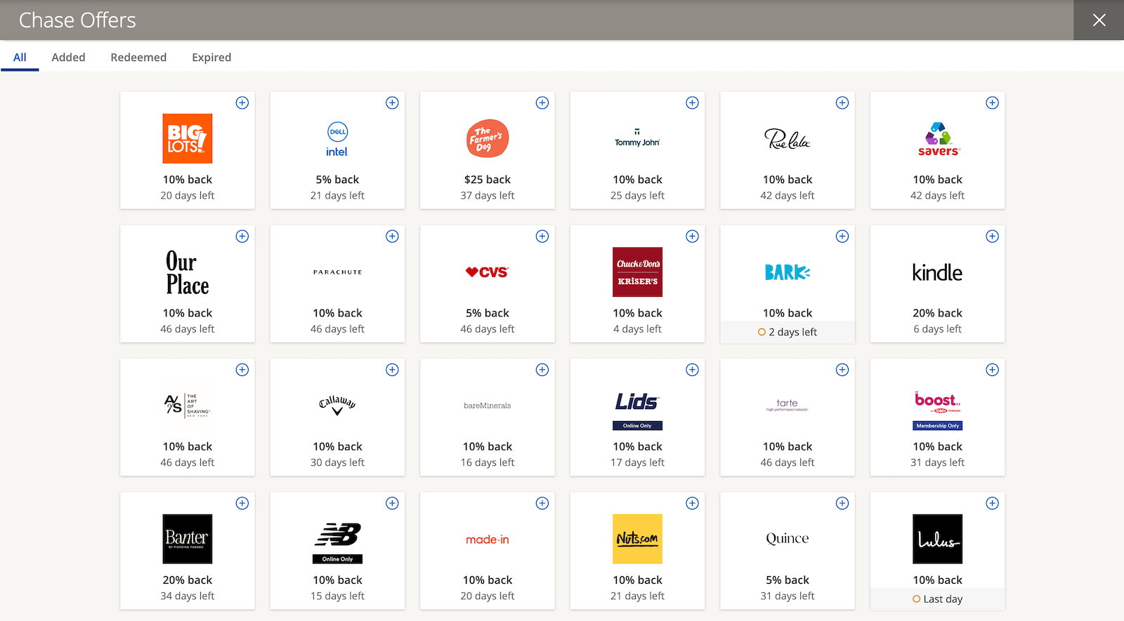 currently-available offers for rebates when paying with a Chase credit card