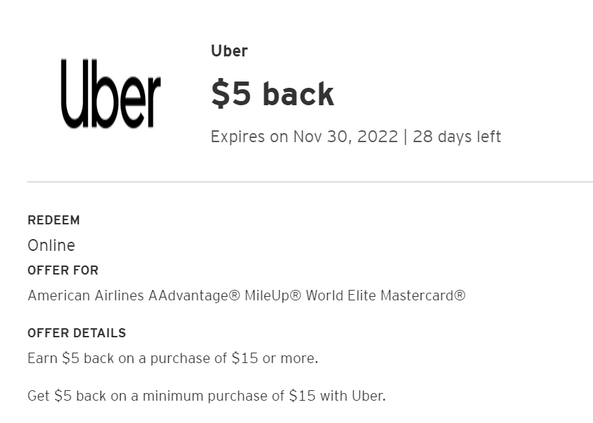 Citi Merchant Offer for Uber