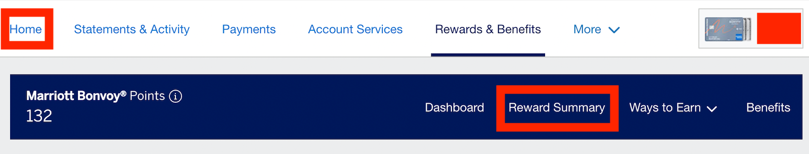 screenshot of header bars on Amex website for illustration