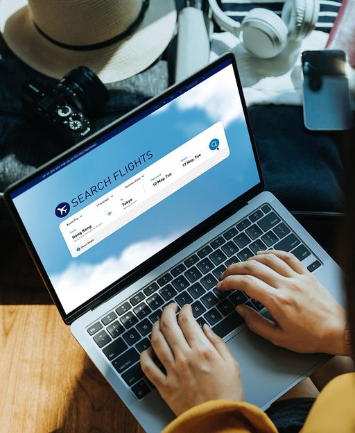 person looking up flights